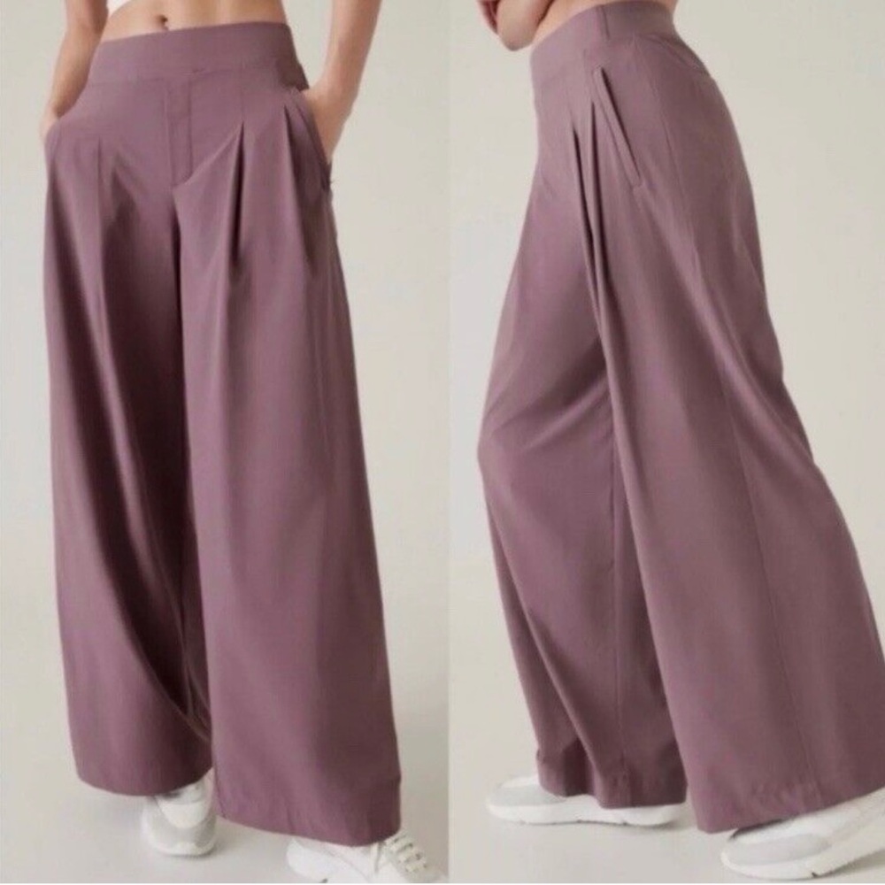 Athleta Elegant Mauve Wide-Leg Women's Pants - Picture 4 of 7
